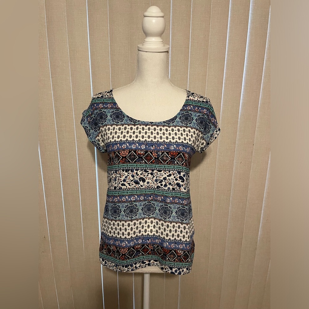 Pink Rose Printed Top Size Small